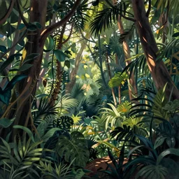 a jungle scenery by henri rousseau and james gilleard