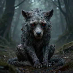 cursed sad animal, detailed