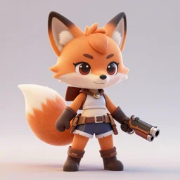 female furry mini cute style, highly detailed, rendered, ray - tracing, cgi animated, 3 d demo reel avatar, style of maple story and zootopia, maple story gun girl, fox from league of legends chibi, soft shade, soft lighting