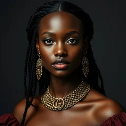 gucci black queen fine portrait, pleasant looks, gucci photoshoting, photo shooting studio lightning, by tom bagshaw and gucci