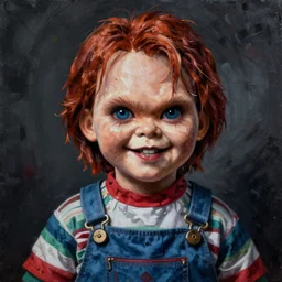 grunge painting of chucky by jeremiah ketner | horror themed | creepy