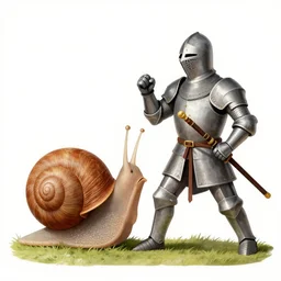 snail battling a knight, medieval art