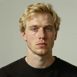 a realistic portrait of a blonde man, chiseled jawline, big lips, 1 2 0 0 bc, edward hopper, trending on artstation