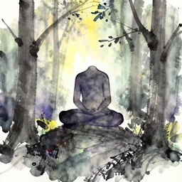 zen, forest, colored ink