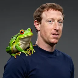mark zuckerberg with a frog on his shoulder
