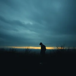 a person realizing he will die one day, despair, loneliness, sadness, empthyness