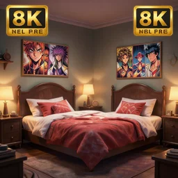 photo cartoon illustration comics manga painting of bedroom : 6 fantasy, digital painting, unreal engine, 8 k, volumetric lighting, contrast