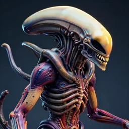 xenomorph portrait, monster anatomy, ross tran, vivid colors, anatomical, highly detailed sculpture, intricate detailed, ommatidia, 8 k, cinematic atmosphere, post - processing