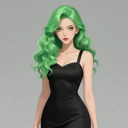 tatsumaki, a woman with wavy green hair and a black dress, concept art by rumiko takahashi, drawn by wlop, deviantart contest winner, superflat, official art, deviantart hd, dynamic pose