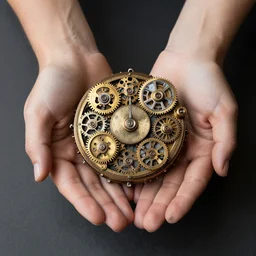 hands made of steampunk clockwork