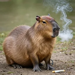 a capybara smoking a joint