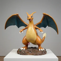 sculpture with nidoking, western european, 1 5 0 0's, botero mueck, painted linden and willow wood. swiss national museum, zurich, wide shot