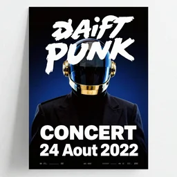 Daft Punk concert poster by mcbess, full colour print, Techno concert advert, DAFT PUNK CONCERT 24 Aout 2022