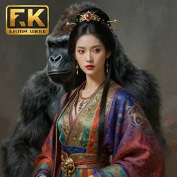 an anthropomorphic beautiful goddess female wizard made of gorilla portrait stealing prompt wearing colourful robe, fine art, award winning, intricate, elegant, sharp focus, octane render, hyperrealistic, cinematic lighting, highly detailed, digital painting, 8 k concept art, art by jamie hewlett and z. w. gu, masterpiece, trending on artstation, 8 k