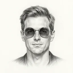 small circle!!! round!!!! sunglasses j scott campbell!!! pencil sketch by j scott campbell, jean reno wearing circle!! round!! sunglasses and a beanie cap, wearing long black coat, full body shot, in the style of jim lee