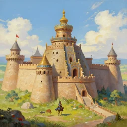 high - quality painting of a mongol fortress by james gurney, very detailed, whimsical, trending on art station, digital art.