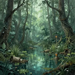 A fantastic, enchanted, magic swamp, by simon stalenhag