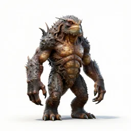 rugged swamp creature, high detail digital art, full body, standing, isolated on a pure white background, centered, whole figure in frame, sharp focus, studio lighting