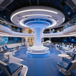 the main entertainment area onboard a large passenger cruise spaceship, from a space themed serria point and click 2 d graphic adventure game, art inspired by space quest ii