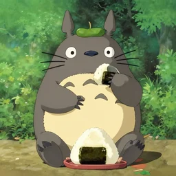 totoro eating onigiri by studio ghibli
