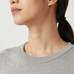 olive skinned female model in her thirties, wearing sweater, focused on neck, photo realistic, extreme detail skin, natural beauty, no filter, slr, golden hour, 4 k, high definition, selfie
