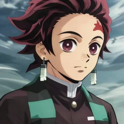 handsome guy in demon slayer art, anime style, 4k , detailed, detailed face, high quality, smooth, sharp focus, beautiful scene, detailed background, wind background