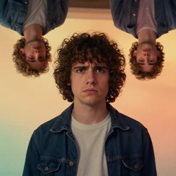 Dustin from stranger things, Craig Mullins, Portrait, featured on art station, Very curly medium length hair, confused, upside down dimension