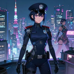 portrait anime visual futuristic female cyber police, on cyberpunk neon light tokyo rooftop, ssci - fi and fantasy, intricate and very beautiful, human structure, concept art, sharp focus, anime by luxearte and rossdraws and magali villeneuve and liya nikorov, frostine engine
