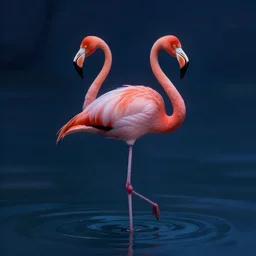 A flamingo on water, deep night sky, digital painting, artstationHQ, 4k, high-quality, atmospheric