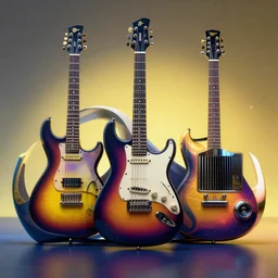 cyberpunk guitars designed by rolls royce, stylized, octane render,