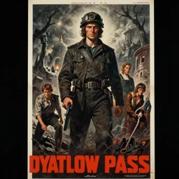 soviet era propoganda poster, dyatlov pass incident, infinite detail, full shot, smooth, sharp focus, illustration, rembrandt lighting, dark mood, mysterious, concept art, unreal engine 5, 8 k, art by roger dean and leonardo da vinci and simon bisley