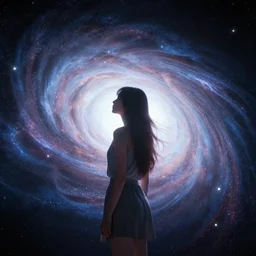 the girl in the center looks at space, epic, volumetric light, hyperrealistic, glitter, mega detailed, beautiful composition, beautiful lighting, unreal render, 4 k, vincent di fate, john berkey, michael whelan