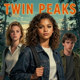 Twin Peaks poster artwork by Michael Whelan and Tomer Hanuka, Karol Bak, Rendering of Zendaya a high school student rebel, from scene from Twin Peaks, full of details, by Makoto Shinkai and thomas kinkade, Matte painting, trending on artstation and unreal engine