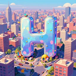 a messy vibrant illustration of a city scene made up of the alphabet, capital letters, abc, digital painting, artstation, concept art, smooth, prismatic, cartoonish