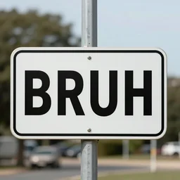a sign that says “BRUH”