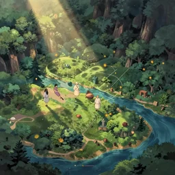 a map of latent space in the style of studio ghibli