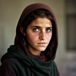 portrait of emma watson as afghan girl, photograph by steve mccurry
