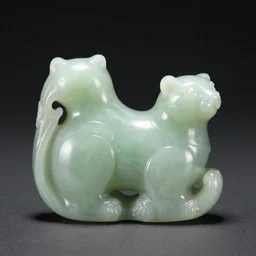a photo of a jade sculpture of a bird cat