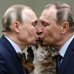 a photo of vladimir putin kisses sergey lavrov, animals mating, lovely kiss, kiss mouth to mouth, romantic, emotional, love scene, insane details, clear face, clear eyes, textured, 8 k, professional photography, animal world, discovery channel, dslr, focus, zeiss lense, 5 0 mpx