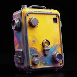 fallout pipboy concept art, black background, vibrant colors, 8 k photorealistic, hd, high details, trending on artstation