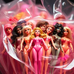 a bunch of melted together barbies superstar in a plastic mass