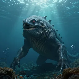 sea beast of the depths in the style of michael whelan and h. p. lovecraft. hyperdetailed photorealism by greg rutkowski. 1 0 8 megapixels, 3 d finalrender, cinematic lighting