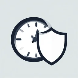 ui art icon of a clock and shield, clean cel shaded vector art by lois van baarle