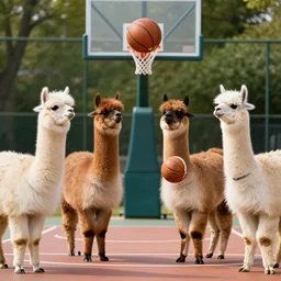 picture of llamas playing basketball, 4 k, high resolution