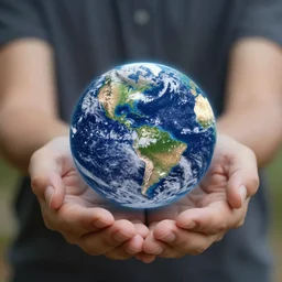 planet earth in the palm of a hand