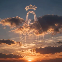 beatuiful sunset clouds made from ghostly outline virgin mary figure