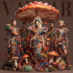 pretty chinese model with hallucination mushroom : : by martine johanna and simon stalenhag and chie yoshii and casey weldon and wlop : : ornate, dynamic, particulate, rich colors, intricate, elegant, highly detailed, vogue, harper's bazaar art, fashion magazine, smooth, sharp focus, 8 k, octane render,