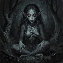manananggal, eerie painting, high contrast