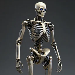mechanical skeleton, cyberpunk, hyper realistic