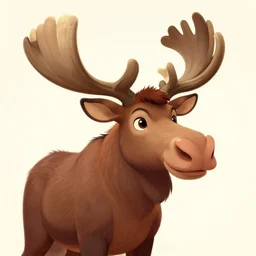 beautiful detailed cute character design of a cartoon antlered moose, tlk, tlk, in the style of'the jungle book'profile pic. deviantart adoptable, style of maple story and zootopia, portrait studio lighting by jessica rossier and brian froud in the style of disney'brother bear ', artstation deviantart alphonse mucha moose